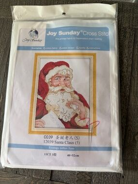 Santa Claus Joy Sunday Pre-Printed Cross Stitch Kit 11ct Aida - NEW
